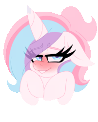 Size: 964x1200 | Tagged: safe, artist:ladylullabystar, derpibooru import, oc, oc only, oc:lullaby star, alicorn, pony, animated, blushing, bust, female, gif, looking at you, mare, one eye closed, simple background, solo, transparent background, wink