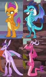 Size: 1110x1844 | Tagged: safe, derpibooru import, screencap, ballista, princess ember, prominence, smolder, dragon, gauntlet of fire, school daze, angry, cropped, crossed arms, dragoness, ember is not amused, female, hands on hip, school of friendship, unamused