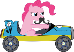 Size: 2929x2048 | Tagged: safe, artist:dash-o-salt, derpibooru import, pinkie pie, car, determined smile, driving, kart, racecar, simple background, smiling, solo, transparent background