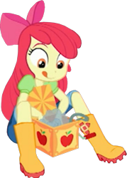 Size: 1145x1600 | Tagged: safe, derpibooru import, edit, edited screencap, screencap, apple bloom, human, better together, equestria girls, holidays unwrapped, adorabloom, apple bloom's bow, background removed, boots, bow, clothes, cropped, cute, female, hair bow, jack-in-the-box, jeans, not a vector, pants, rain boots, shirt, shoes, sitting, solo, the cider louse fools, tongue, tongue out