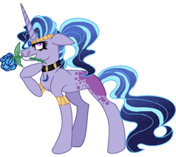 Size: 1280x1141 | Tagged: safe, artist:venomous-cookietwt, derpibooru import, oc, pony, unicorn, female, flower, mare, mouth hold, parents:starluna, simple background, solo, transparent background