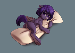 Size: 3508x2480 | Tagged: safe, artist:loonya, derpibooru import, oc, oc only, oc:bloonya, pegasus, pony, angry, body pillow, butt, coat markings, dock, featureless crotch, hug, hugging a pillow, looking at you, looking back, looking back at you, mlem, pegasus oc, pillow, pillow hug, raised tail, silly, tail, tongue, tongue out
