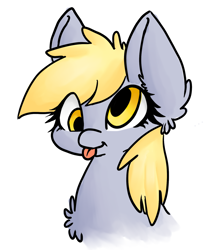 Size: 1400x1704 | Tagged: safe, artist:skyblazeart, derpibooru import, derpy hooves, pegasus, pony, bust, chest fluff, ear fluff, ears, simple background, solo, tongue, tongue out, white background