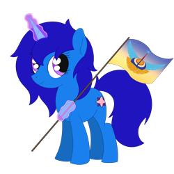 Size: 2048x2048 | Tagged: safe, artist:dyonys, derpibooru import, oc, oc:delly, unicorn, chibi, female, flag, magic, mare, simple background, transparent background, united equestria