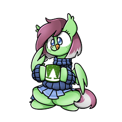 Size: 1240x1240 | Tagged: safe, artist:sugar morning, derpibooru import, oc, oc:watermelon success, chocolate, christmas, clothes, food, holiday