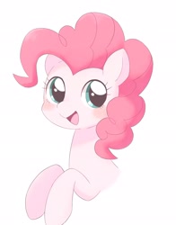 Size: 1604x2048 | Tagged: safe, artist:ginmaruxx, derpibooru import, pinkie pie, earth pony, pony, blushing, bust, cute, diapinkes, female, happy, mare, open mouth, simple background, solo, white background