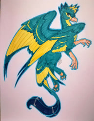 Size: 1920x2485 | Tagged: safe, artist:oneiria-fylakas, derpibooru import, gallus, griffon, alternate design, marker drawing, solo, traditional art