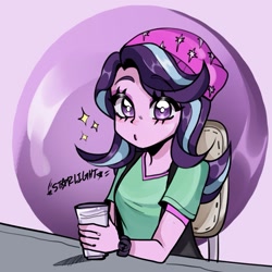 Size: 1197x1197 | Tagged: safe, artist:parappaya, derpibooru import, starlight glimmer, equestria girls, spoiler:eqg specials, coffee cup, cup, cute, female, glimmerbetes, looking at you, solo