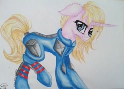 Size: 1024x732 | Tagged: safe, artist:maryhoovesfield, derpibooru import, oc, oc only, oc:daydreamer, pony, unicorn, clothes, horn, signature, solo, traditional art, unicorn oc