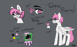 Size: 2048x1250 | Tagged: safe, derpibooru import, oc, oc:techno bismol, pegasus, glasses, pegasus oc, reference sheet