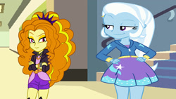 Size: 2000x1125 | Tagged: safe, artist:ktd1993, derpibooru import, adagio dazzle, trixie, equestria girls, female, lesbian, shipping, triagio