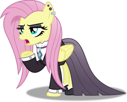 Size: 4850x3899 | Tagged: safe, artist:anime-equestria, derpibooru import, fluttershy, pegasus, fake it 'til you make it, clothes, dress, ear piercing, eyeshadow, female, fluttergoth, goth, jewelry, makeup, mare, necklace, piercing, shoes, simple background, solo, sparkles, transparent background, vector, wings