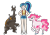 Size: 1280x900 | Tagged: safe, artist:faith-wolff, derpibooru import, pinkie pie, sonata dusk, human, fanfic:the bridge, clothes, costume, crossover, fanfic art, heracross, humanized, megalon, misty (pokémon), pokémon, ponyta, transformation