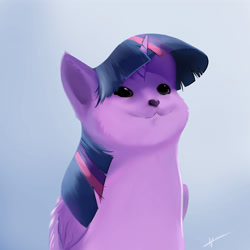 Size: 4000x4000 | Tagged: safe, artist:naafreelanceartist, derpibooru import, twilight sparkle, twilight sparkle (alicorn), alicorn, cat, :3, absurd resolution, kittycorn, pop cat, signature, simple background, smiling, solo, twilight cat