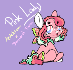 Size: 619x594 | Tagged: safe, artist:orphicswan, derpibooru import, oc, oc:pink lady, earth pony, magical lesbian spawn, offspring, parent:apple bloom, parent:diamond tiara, parents:diamondbloom