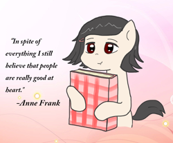 Size: 1162x966 | Tagged: safe, derpibooru import, pony, anne frank, book, diary, female, ponified, solo, text