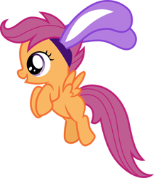 Size: 1280x1477 | Tagged: safe, artist:cloudyglow, derpibooru import, scootaloo, pegasus, pony, .ai available, bunny ears, cute, cutealoo, female, filly, simple background, smiling, solo, transparent background, vector