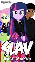 Size: 1080x1920 | Tagged: safe, artist:edy_january, derpibooru import, fluttershy, twilight sparkle, oc, oc:edy january, equestria girls, adidas, adidas tracksuit, clothes, gopnik, hardbass, looking at you, photo, skirt, slav, slav battle of gopnik, smiling, smiling at you, sweatshirt, wallpaper