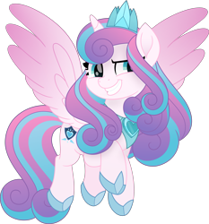 Size: 5165x5539 | Tagged: safe, artist:pumpkinpieforlife, derpibooru import, princess flurry heart, alicorn, pony, absurd resolution, crown, female, flying, hoof shoes, jewelry, mare, older, older flurry heart, regalia, simple background, smiling, solo, transparent background