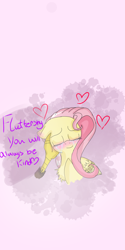 Size: 1080x2160 | Tagged: safe, artist:cocolove2176, derpibooru import, discord, fluttershy, draconequus, pegasus, pony, blushing, bust, discoshy, eyes closed, female, heart, male, male pov, mare, offscreen character, petting, pov, shipping, smiling, straight