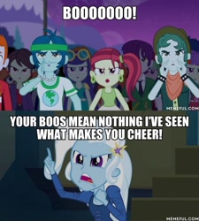 Size: 600x668 | Tagged: safe, derpibooru import, edit, edited screencap, screencap, blueberry cake, captain planet, heath burns, indigo wreath, rose heart, scott green, sophisticata, starlight, trixie, equestria girls, rainbow rocks, caption, image macro, memeful.com, rick and morty, text