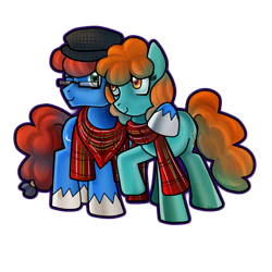 Size: 2449x2449 | Tagged: safe, artist:mamajebbunfanart, derpibooru import, oc, oc only, oc:angus, oc:nessie, oc:nessie (bronyscot), bronyscot, edinburgh bronies, mascot, scotland, simple background, transparent background