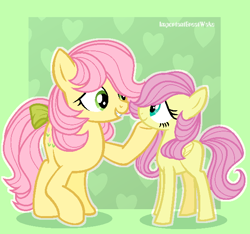 Size: 614x575 | Tagged: safe, artist:alari1234-bases, artist:pigeorgien, derpibooru import, fluttershy, posey, earth pony, pegasus, pony, g1, base used, bow, cute, cuteness overload, duo, female, g1 to g4, generation leap, hoof under chin, mare, shyabetes, tail bow