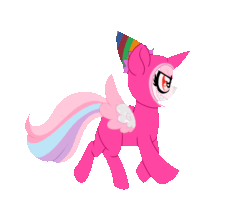 Size: 1200x984 | Tagged: safe, artist:ladylullabystar, derpibooru import, oc, oc:lullaby star, pony, among us, animated, gif, hat, impostor, party hat, simple background, solo, transparent background