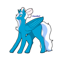 Size: 1280x1280 | Tagged: source needed, useless source url, safe, artist:xemriot, derpibooru import, oc, oc only, oc:fleurbelle, alicorn, pony, alicorn oc, bow, female, hair bow, horn, mare, simple background, solo, transparent background, wings