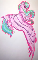 Size: 1920x3012 | Tagged: safe, artist:oneiria-fylakas, derpibooru import, silverstream, classical hippogriff, hippogriff, alternate design, solo, traditional art