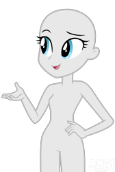 Size: 2100x3124 | Tagged: safe, artist:amgiwolf, derpibooru import, oc, oc only, equestria girls, bald, base, eyelashes, female, hand on hip, open mouth, simple background, smiling, solo, transparent background