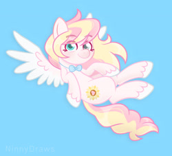 Size: 2665x2418 | Tagged: safe, derpibooru import, oc, oc:ninny, pegasus, bowtie, flying, looking at you