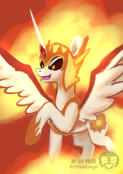 Size: 4677x6614 | Tagged: safe, artist:calena, derpibooru import, daybreaker, alicorn, 30 minute art challenge, fire, high res, practice drawing, solo