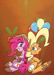 Size: 1024x1406 | Tagged: safe, artist:dilarus, ponerpics import, applejack, pinkie pie, deleted from derpibooru, mane swap, swapped cutie marks