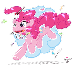 Size: 1280x1224 | Tagged: safe, artist:dilarus, artist:kiramoses, ponerpics import, pinkie pie, candy, deleted from derpibooru, lollipop, rock candy necklace, simple background, solo, transparent background