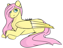 Size: 918x707 | Tagged: safe, artist:kodiakpup, derpibooru import, fluttershy, pegasus, pony, cute, female, lying down, mare, prone, shyabetes, simple background, solo, transparent background