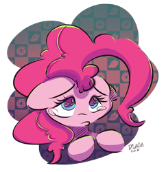 Size: 3348x3462 | Tagged: dead source, safe, artist:dilarus, ponerpics import, pinkie pie, crying, deleted from derpibooru, sad, simple background, solo, transparent background