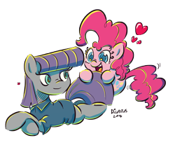 Size: 3642x3012 | Tagged: safe, artist:dilarus, ponerpics import, maud pie, pinkie pie, deleted from derpibooru, happy, heart, simple background, smiling, transparent background, when she smiles