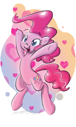 Size: 3000x5000 | Tagged: safe, artist:dilarus, ponerpics import, pinkie pie, pony, absurd resolution, arms in the air, bipedal, deleted from derpibooru, happy, open mouth, simple background, smiling, solo, transparent background