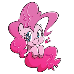 Size: 3228x3228 | Tagged: safe, artist:dilarus, ponerpics import, pinkie pie, cute, deleted from derpibooru, diapinkes, eyelashes, heart, hooves, looking at you, simple background, smiling, solo, transparent background