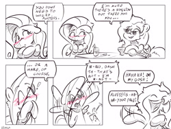 Size: 4000x3000 | Tagged: safe, artist:dilarus, ponerpics import, fluttershy, rainbow dash, comic:the best of intentions, black and white, comic, deleted from derpibooru, grayscale