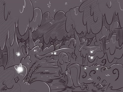 Size: 4000x3000 | Tagged: safe, artist:dilarus, ponerpics import, fluttershy, comic:the best of intentions, black and white, comic, deleted from derpibooru, everfree forest, grayscale, solo