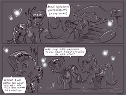 Size: 4000x3000 | Tagged: safe, artist:dilarus, ponerpics import, rainbow dash, rarity, comic:the best of intentions, black and white, comic, deleted from derpibooru, grayscale