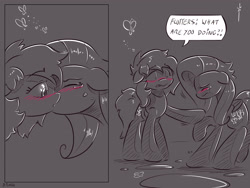 Size: 4000x3000 | Tagged: safe, artist:dilarus, ponerpics import, fluttershy, rainbow dash, comic:the best of intentions, comic, deleted from derpibooru, female, flutterdash, grayscale, kissing, lesbian, monochrome, shipping