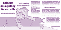 Size: 4000x2000 | Tagged: safe, artist:dilarus, ponerpics import, rainbow dash, newbie dash, the saddle row review, absurd resolution, chair, cup, deleted from derpibooru, drink, faic, interview, monochrome, not clothes, parody, scene parody, sketch, smug, smugdash, solo, text