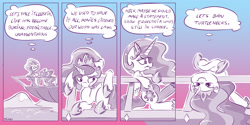 Size: 4000x2000 | Tagged: safe, artist:dilarus, ponerpics import, princess celestia, alicorn, pony, comic, deleted from derpibooru, meet-the-pones, smug, solo