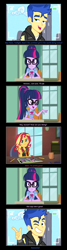 Size: 1072x3989 | Tagged: safe, artist:thejboy88, derpibooru import, edit, edited screencap, screencap, flash sentry, sci-twi, sunset shimmer, twilight sparkle, best trends forever, better together, equestria girls, super squad goals, comic, screencap comic