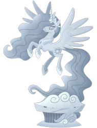 Size: 4500x5933 | Tagged: safe, derpibooru import, princess celestia, alicorn, pony, female, jewelry, mare, regalia, simple background, solo, spread wings, statue, transparent background, vector, wings