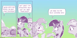 Size: 4000x2000 | Tagged: safe, artist:dilarus, ponerpics import, pinkie pie, rainbow dash, twilight sparkle, pony, swarm of the century, comic, deleted from derpibooru, meet-the-pones, reality ensues