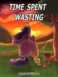 Size: 3000x4000 | Tagged: safe, artist:applejackofalltrades, derpibooru import, applejack, twilight sparkle, twilight sparkle (alicorn), alicorn, earth pony, pony, the last problem, cover art, fanfic, fanfic art, implied apple bloom, implied rainbow dash